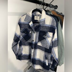 Ashley By 26 International Women’s Plaid Jacket - Blue and White